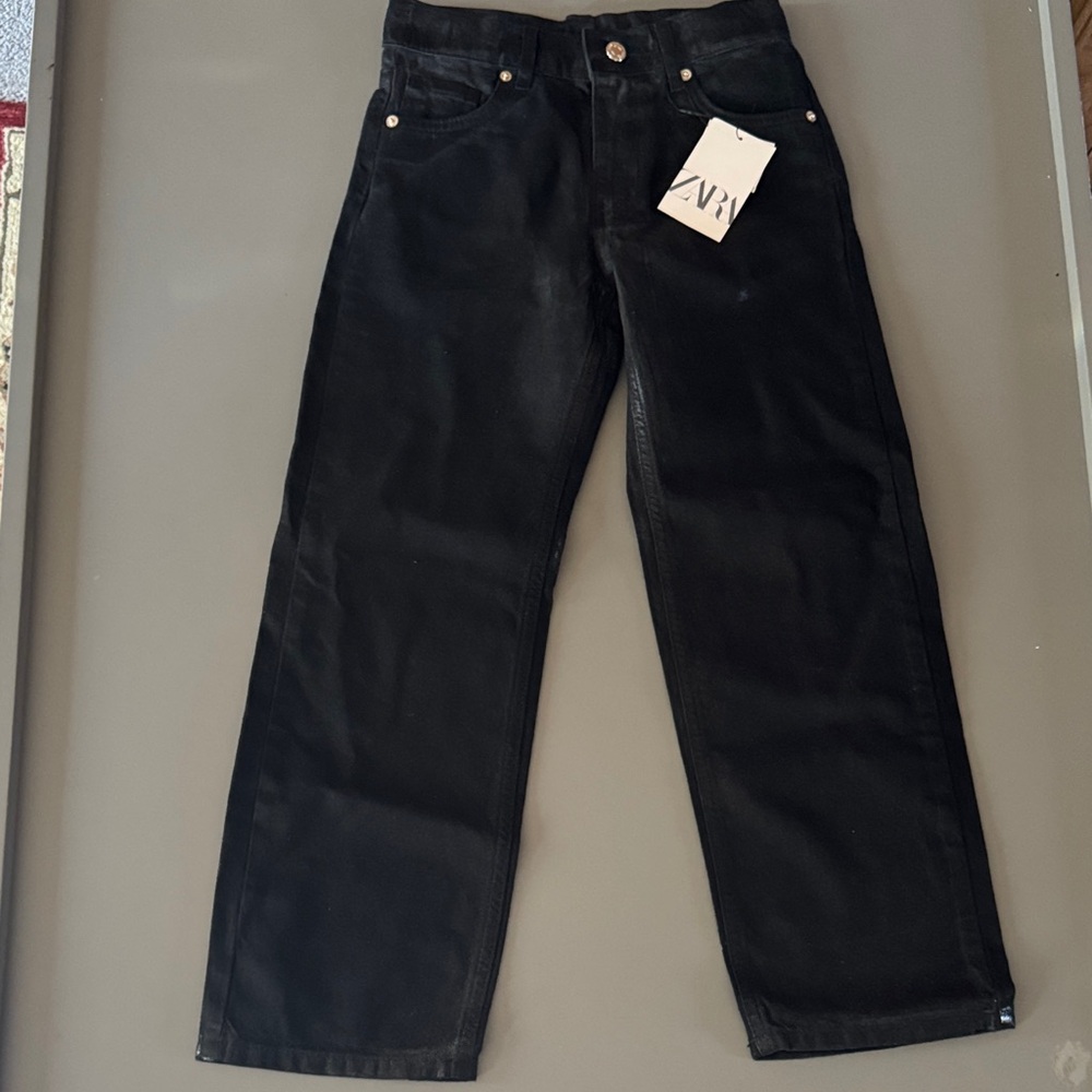 New Zara Girl’s Dark Black Straight Jeans Size 10